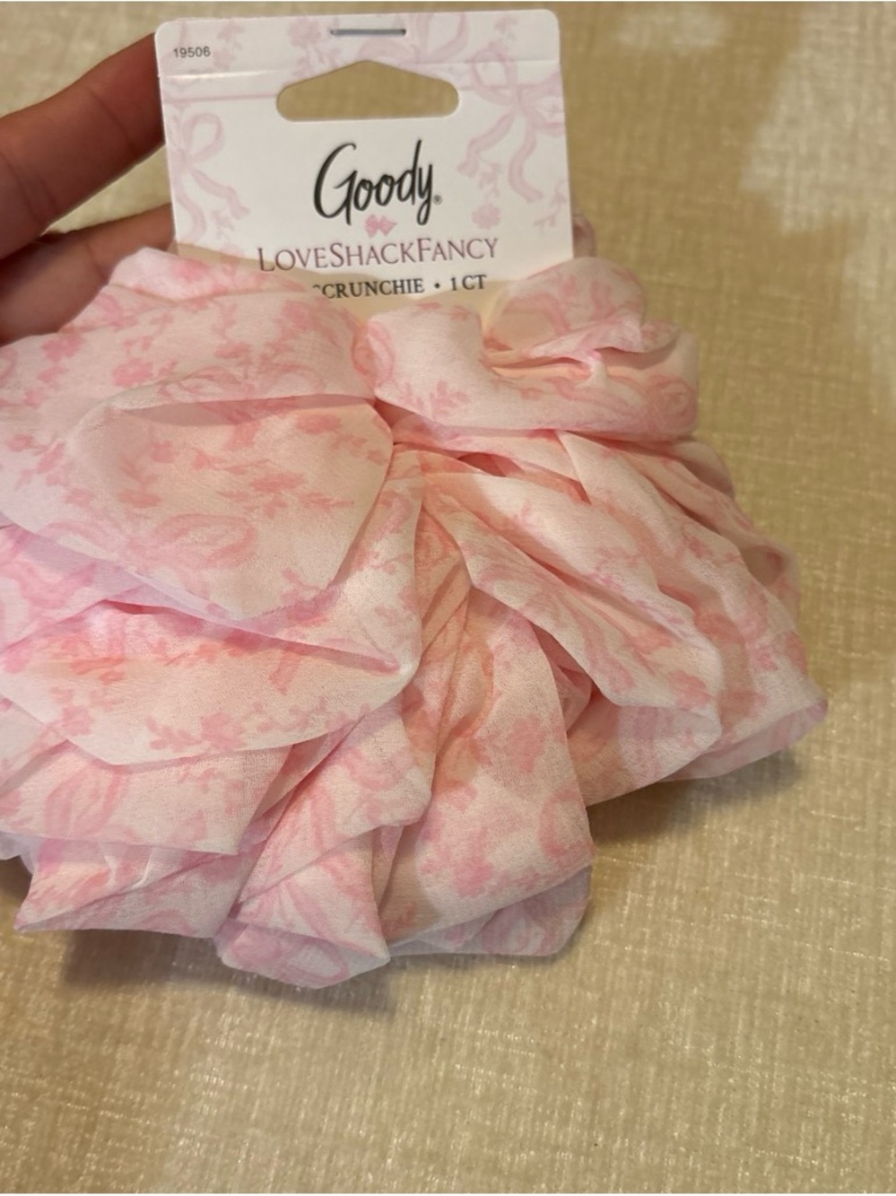 LoveShackFancy  Pink Floral Sheer XL Scrunchie